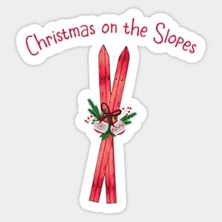 Christmas on the Slopes Antique Skis Sticker